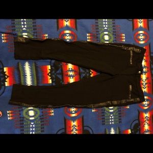 Black leggings with faux leather stripes